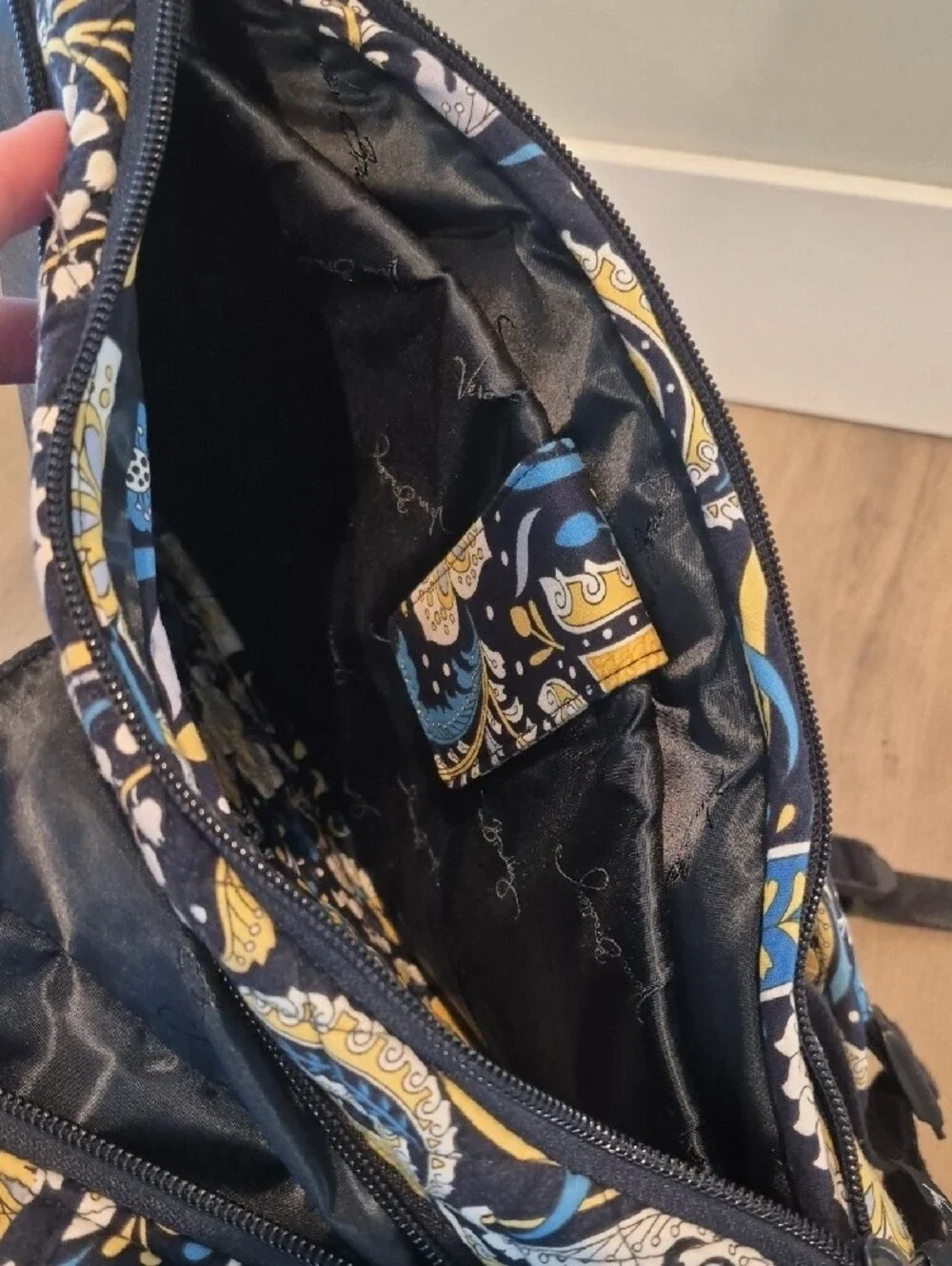 Vera Bradley Quilted Paisley Backpack - Black, Yellow & Blue